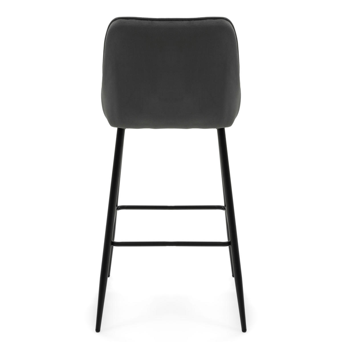 BARHOCKER PASSO gepolstert mit Steppung - grau - Samt Velours - Dunkelgrau/Schwarz, Metall (50/95/55cm) - NEW HOME