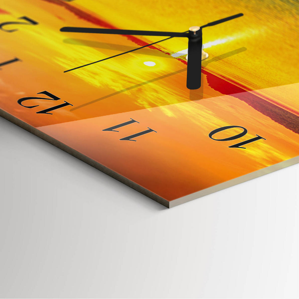 WANDUHR 30x30 cm - Sonnenuntergang - Orange, Glas (30/30/0.4cm) - TULUP