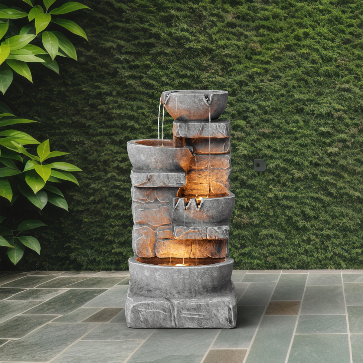 GARTENBRUNNEN 84.5cm - Grau, Kunststoff (39.4/38.7/84.5cm) - Teamson Home