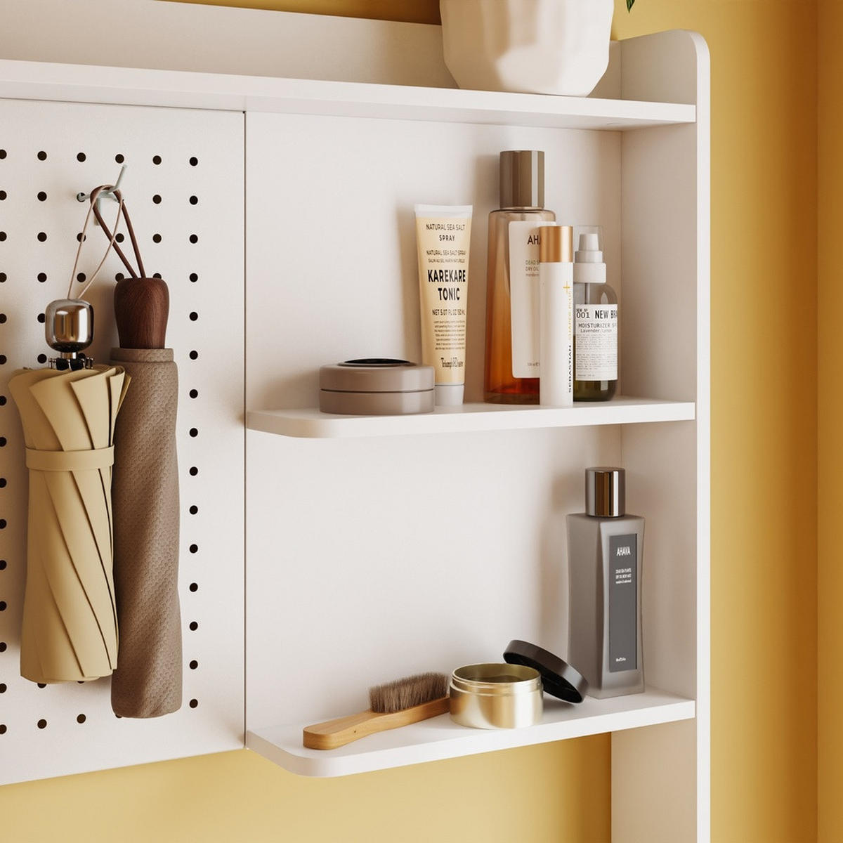 SCHUHSCHRANK mit Pegboard und Schubladen FSR232-W - Weiß, Holzwerkstoff/Kunststoff (83/197/14cm) - SoBuy