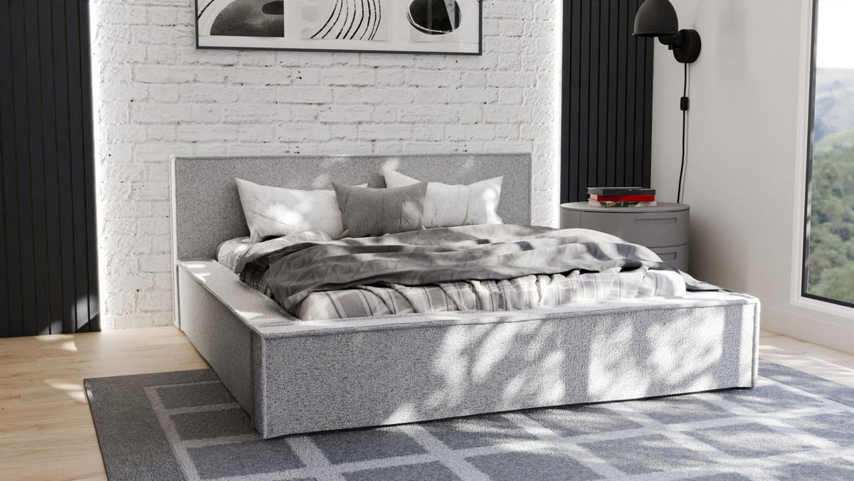 POLSTERBETT Aldana Komplettset - Beige, Holzwerkstoff/Textil (120/200cm) - Fun Möbel