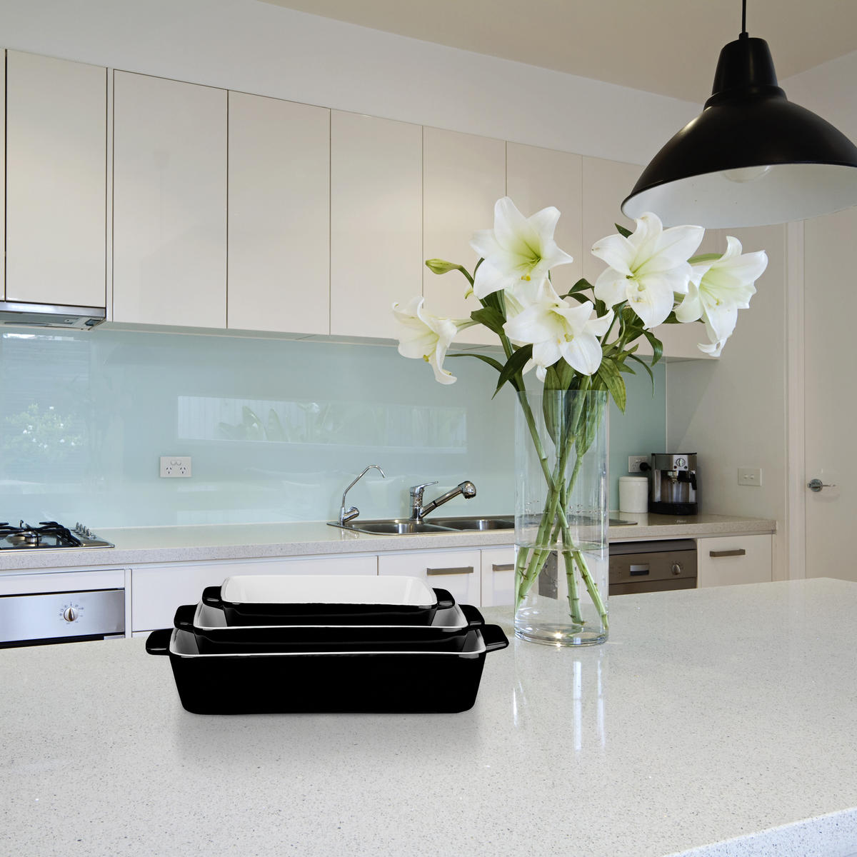 3XKERAMICKÁ forma - čierna, keramika (20/33/6cm) - Relaxdays