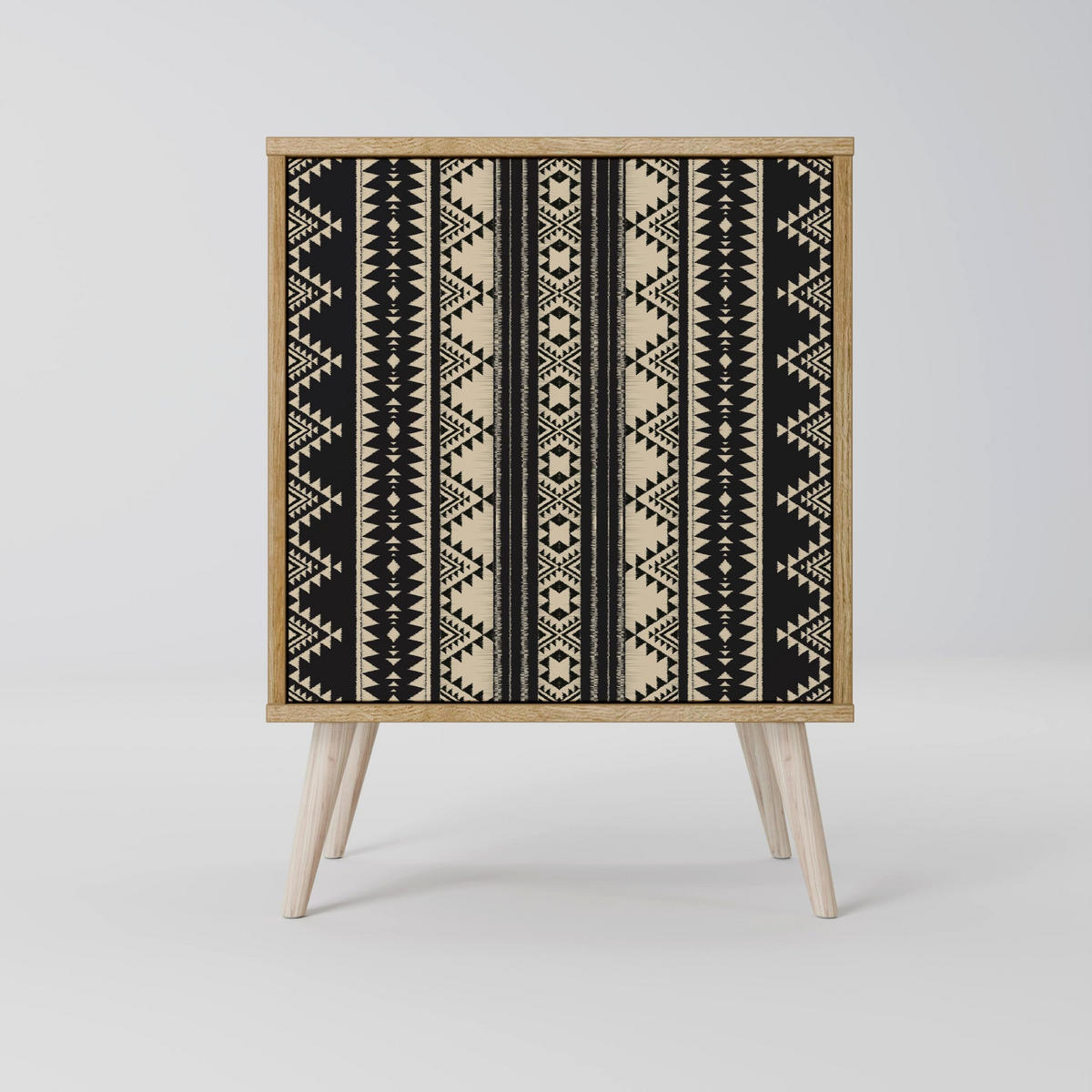 SIDEBOARD AZTEC, Grau, 57,5x42x77,5 cm, Schräge Buchenholzfüße - Buchefarben/Multicolor, Holzwerkstoff/Buchenholz (57.5/77.5/42cm) - SpaceRebels