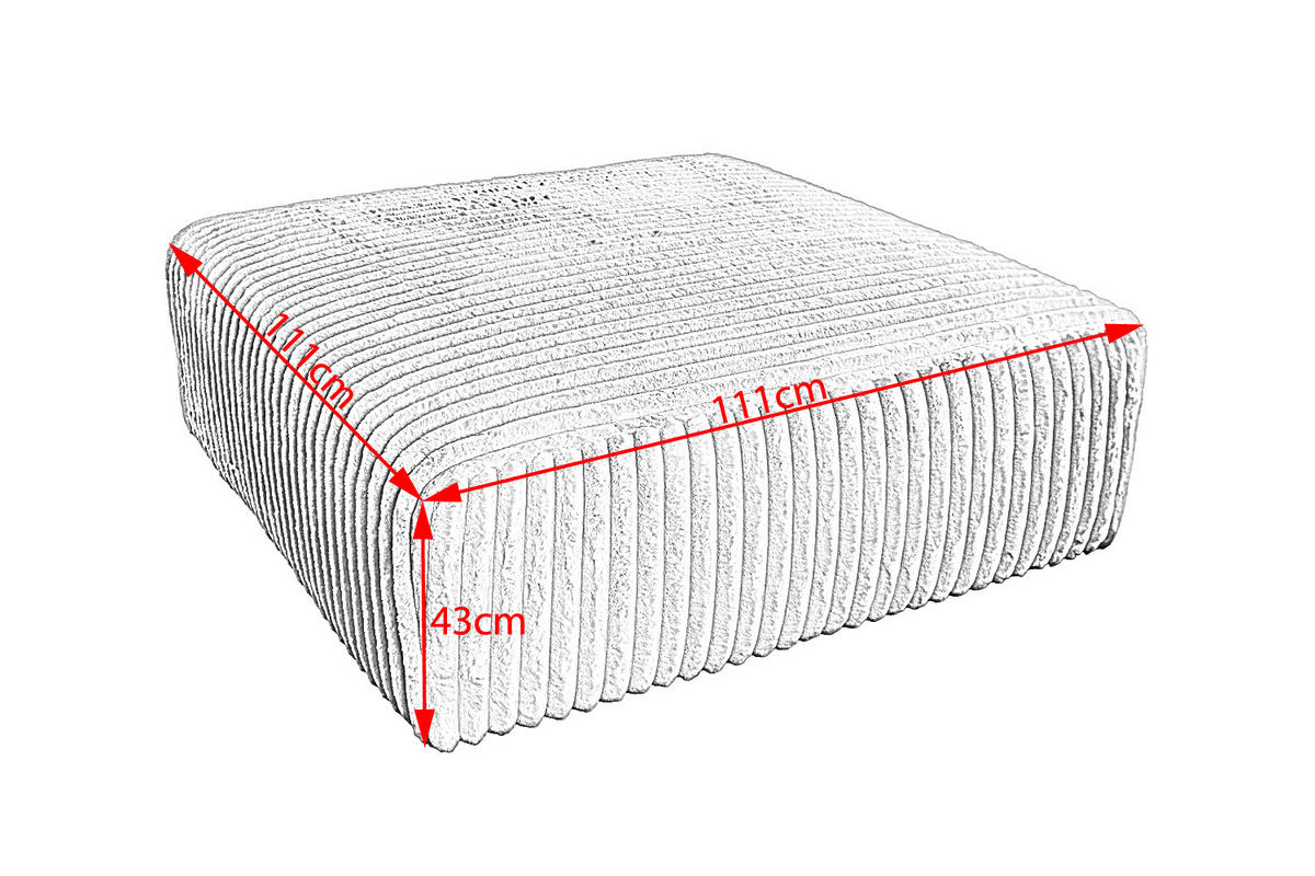 SITZELEMENT MODULSOFA WIOLO SOFT Cremeweiß Cord - Creme/Schwarz, Kunststoff/Textil (111/43/111cm) - KAWOLA