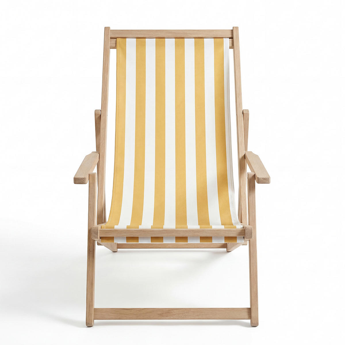 LIEGESTUHL - Akazie massiv / Webstoff - Gelb, Holz/Textil (63/88/102cm) - home24