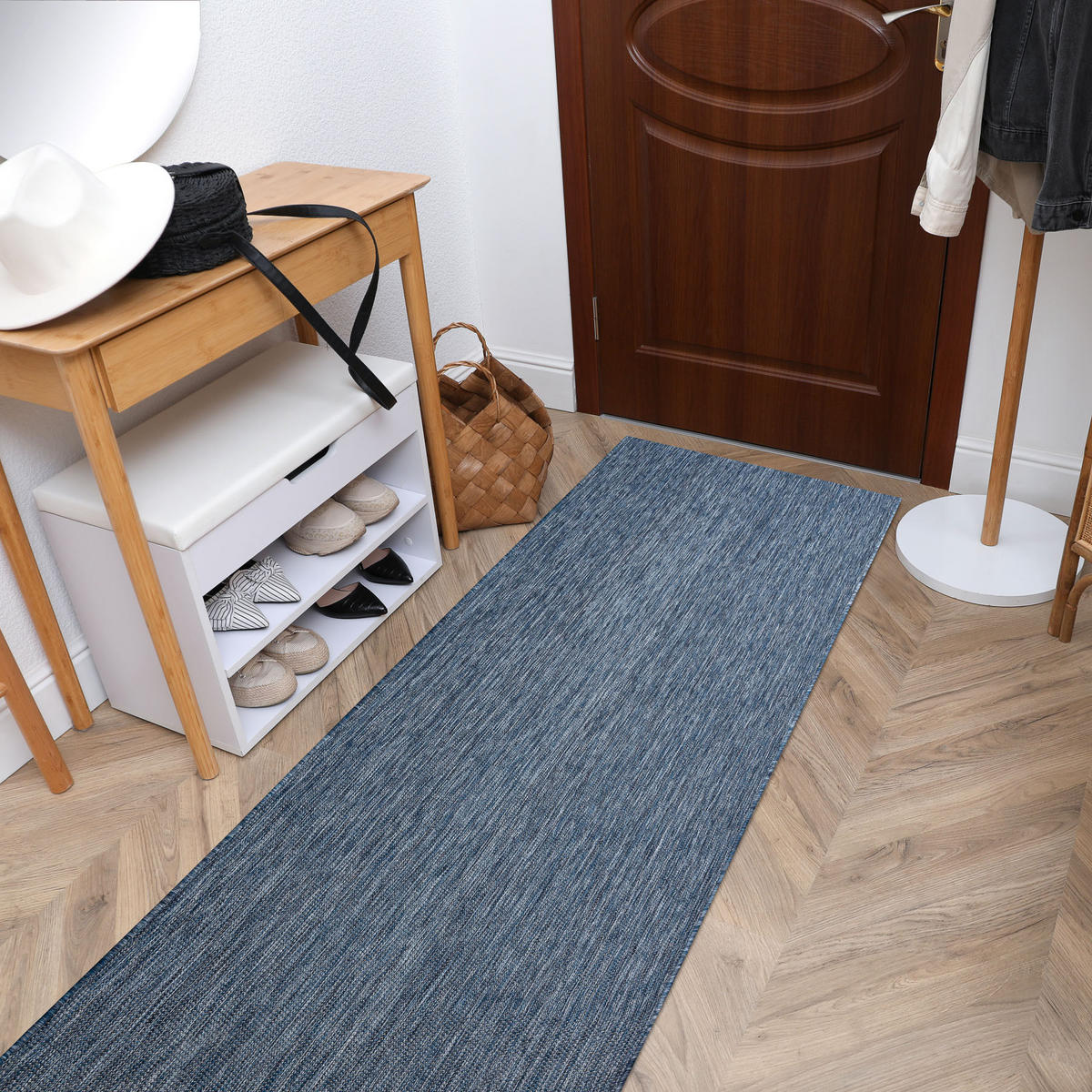 MATTA, löpare SISAL SION A5165A Melange Platt vävd mörkblå 80/300 cm - Blå, Textil (80/300cm) - rugsX