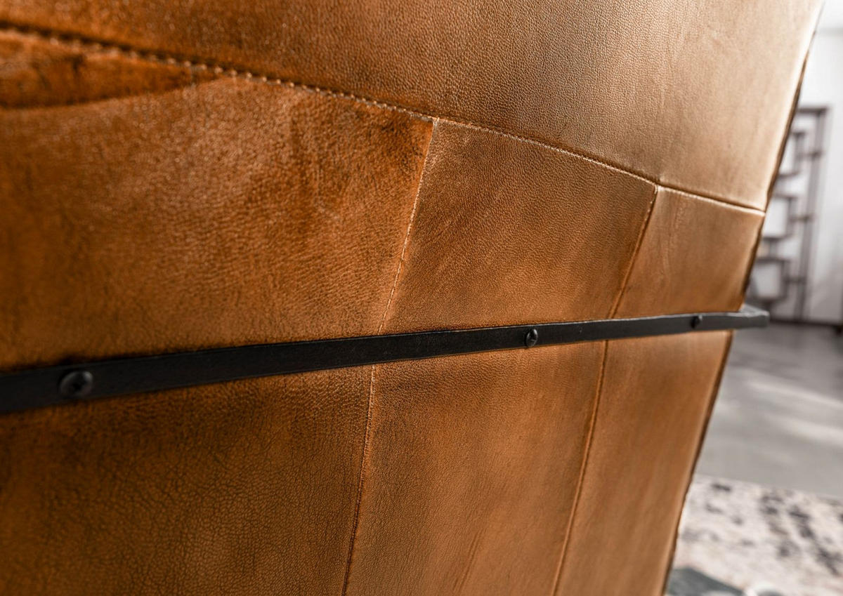SESSEL Echtleder 64x76x83 cognac IRON LABEL #13 - Braun, Leder (64/83/76cm) - Massivmoebel24