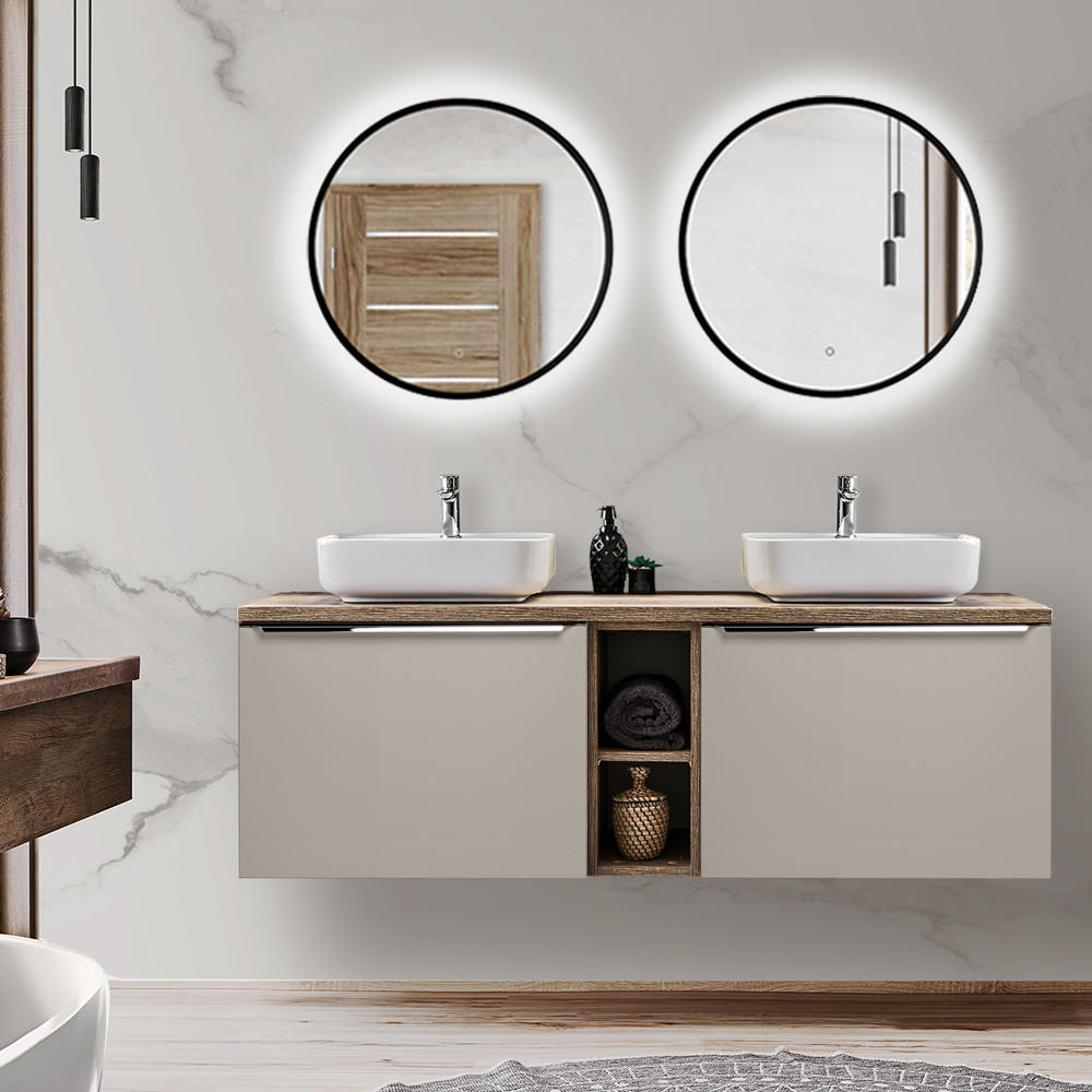 BADMÖBEL-SET 8-TLG. Puebla-56 - Beige, Holzwerkstoff (140/200/46cm) - Lomado