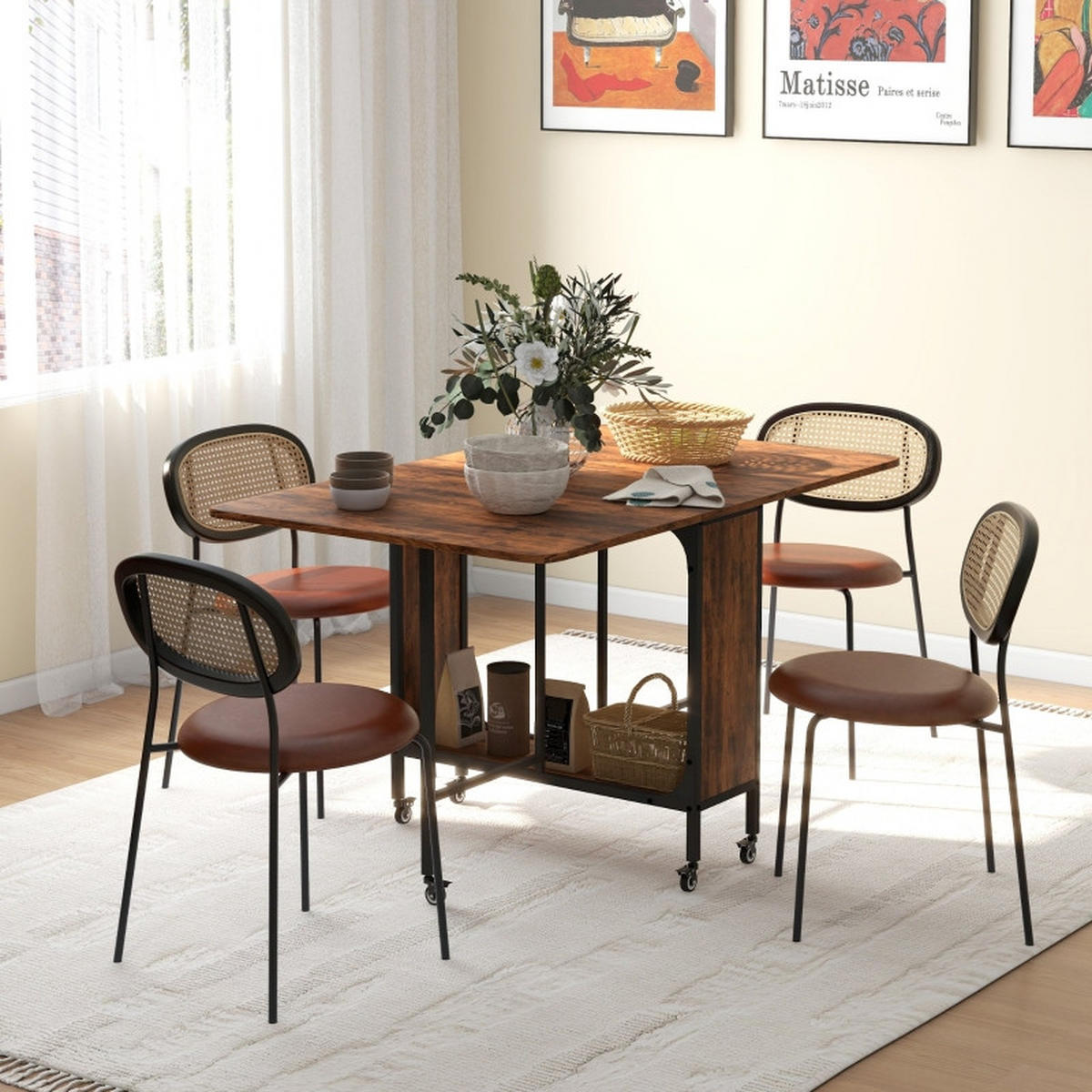 KLAPPTISCH 130/80/74 cm mit Rollen für 6 Personen DE-39918 Rotbraun - Braun, Holzwerkstoff (80/130/74cm) - ComfortXL