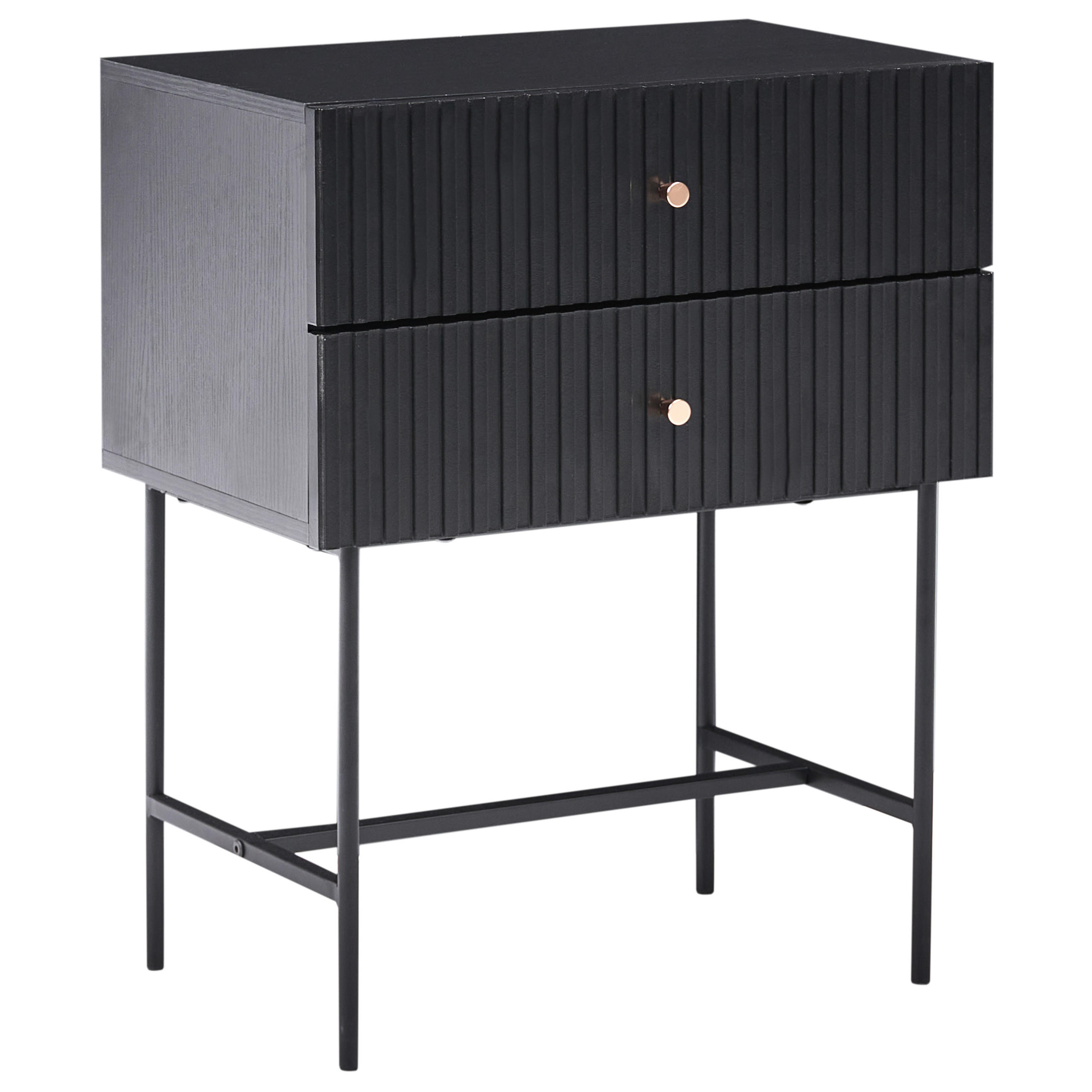 NACHTTISCH mit 2 Schubladen Schwarz/Gold Coventry - Schwarz, Holzwerkstoff (32/48/59cm) - Beliani