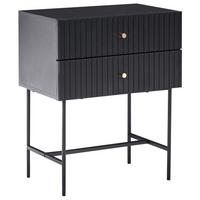 NACHTTISCH mit 2 Schubladen Schwarz/Gold Coventry - Schwarz, Holzwerkstoff (32/48/59cm) - Beliani