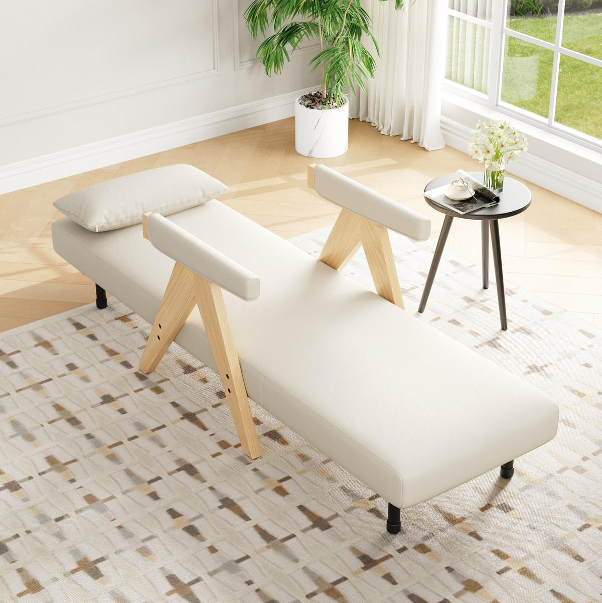 SESSEL 87/64/60 cm Beige aus Linen mit Schlaffunktion - Beige, Textil (87/64/60cm) - OKMYHOME