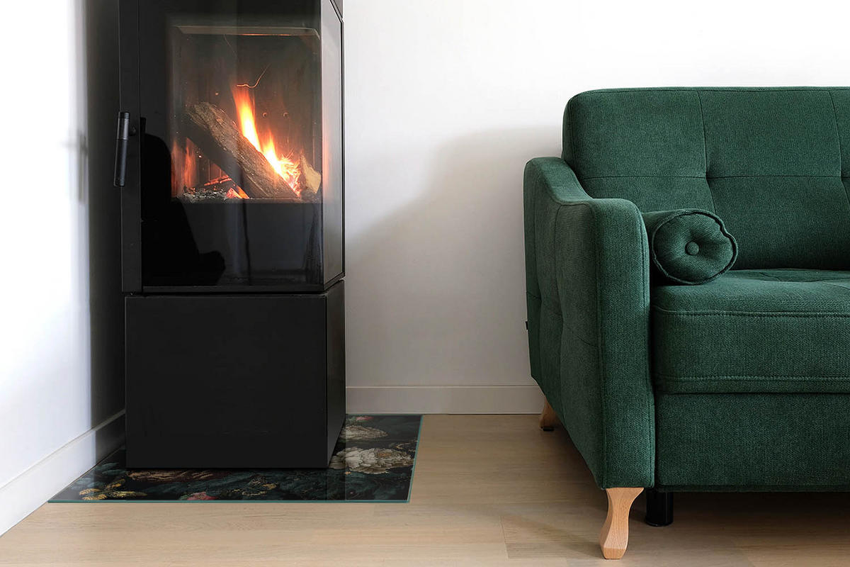 GLASPLATTE für Kamin 50 × 50 cm Grün - Grün, Glas (50/50/0.4cm) - ArtPrintCave