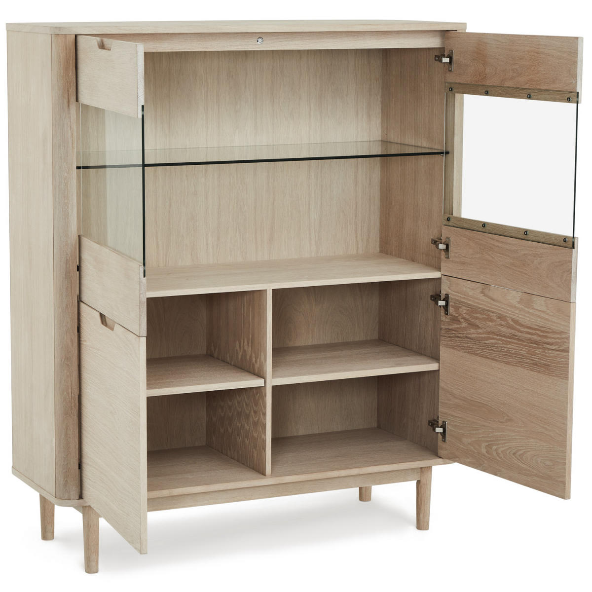 HIGHBOARD Eiche massiv - Eiche Bianco/Eichefarben, Holz/Holzwerkstoff (123/146/45cm) - Furnhouse