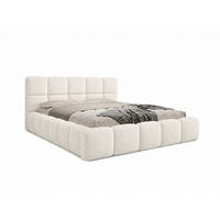 POLSTERBETT LOMBA 180x200 cm mit Bettkasten und Metall-Lattenrost – Bouclé Stoff Coral Creme - Creme, Textil (180/200cm) - Luxkor24