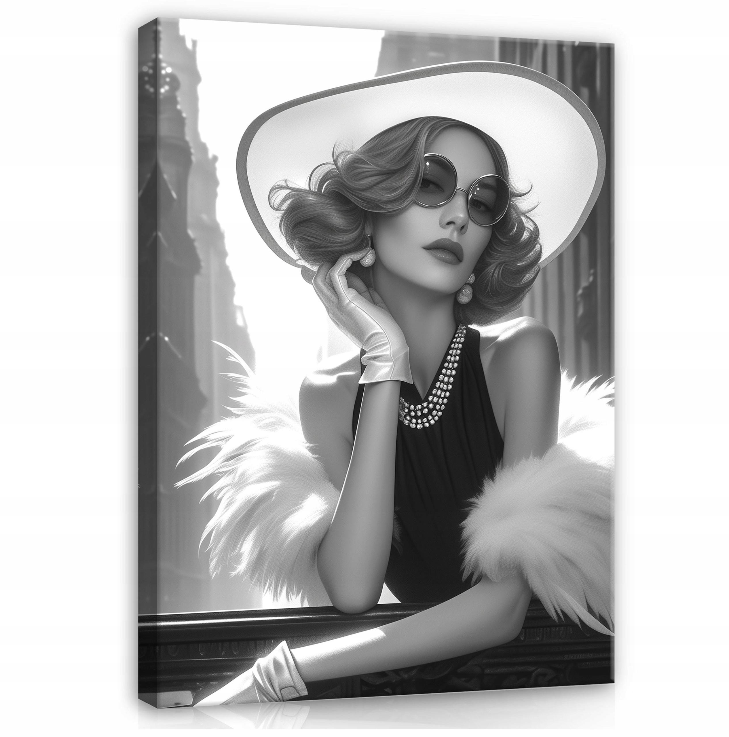 BILDER auf Leinwand Frau Hut 120x80 - Multicolor, Holzwerkstoff (80/120cm) - Wallarena