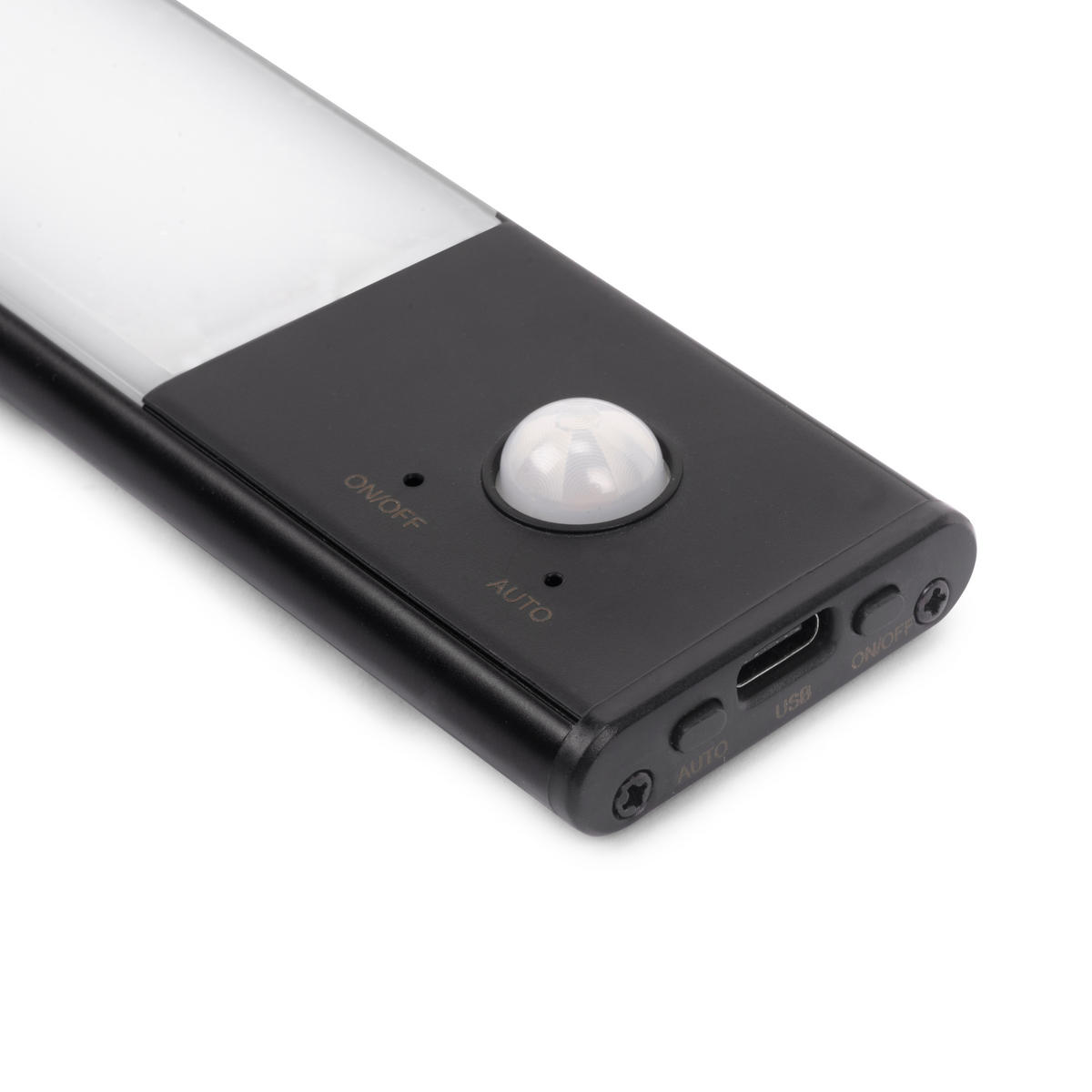 LED-WANDLEUCHTE Kaus Black, USB wiederaufladbar, mit Bewegungssensor, L400mm, Kunststoff und Aluminium, Schwarzer Metallic-Lack - Schwarz, Kunststoff (4.1/2/40cm) - EMUCA