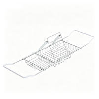 BADEWANNENABLAGE,MIT Halterung, (68–98) cm × 20 cm × 6 cm, Metall, Silber - Silberfarben, Metall (20/6/98cm) - Weltevree