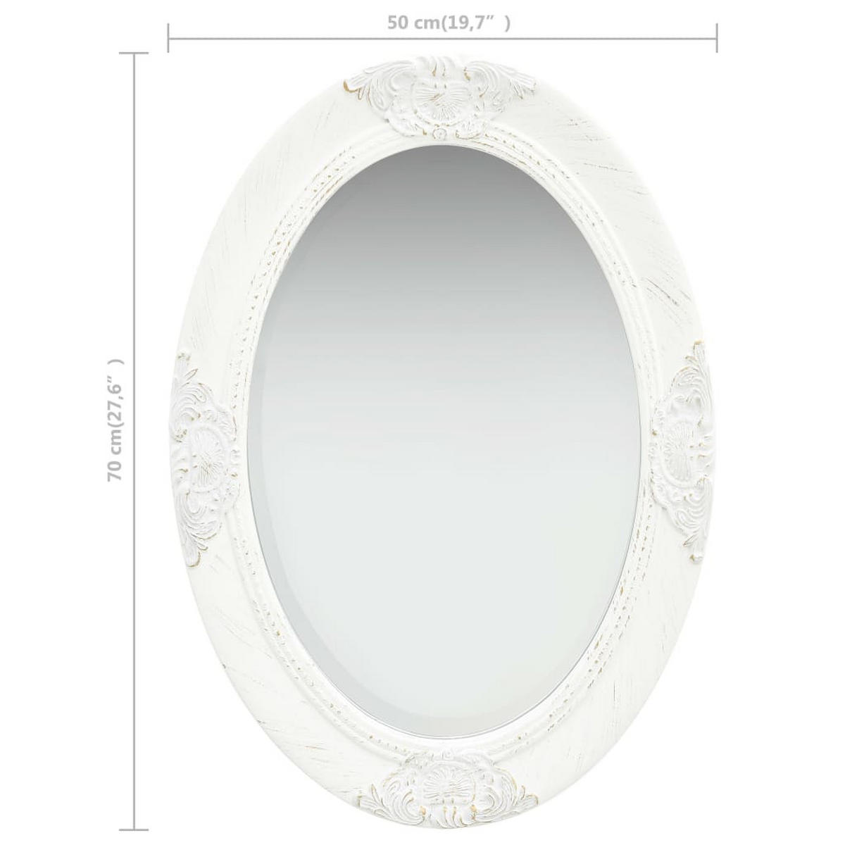 WANDSPIEGEL Im Barock-Stil 50/70 Cm Weiss - Weiß, Holz (70/3/50cm) - vidaXL