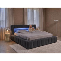 POLSTERBETT Mira-Lights Anthrazit 180/200 cm mit Bettkasten, Matratzen - Anthrazit, Textil/Metall (180/200cm) - wonello