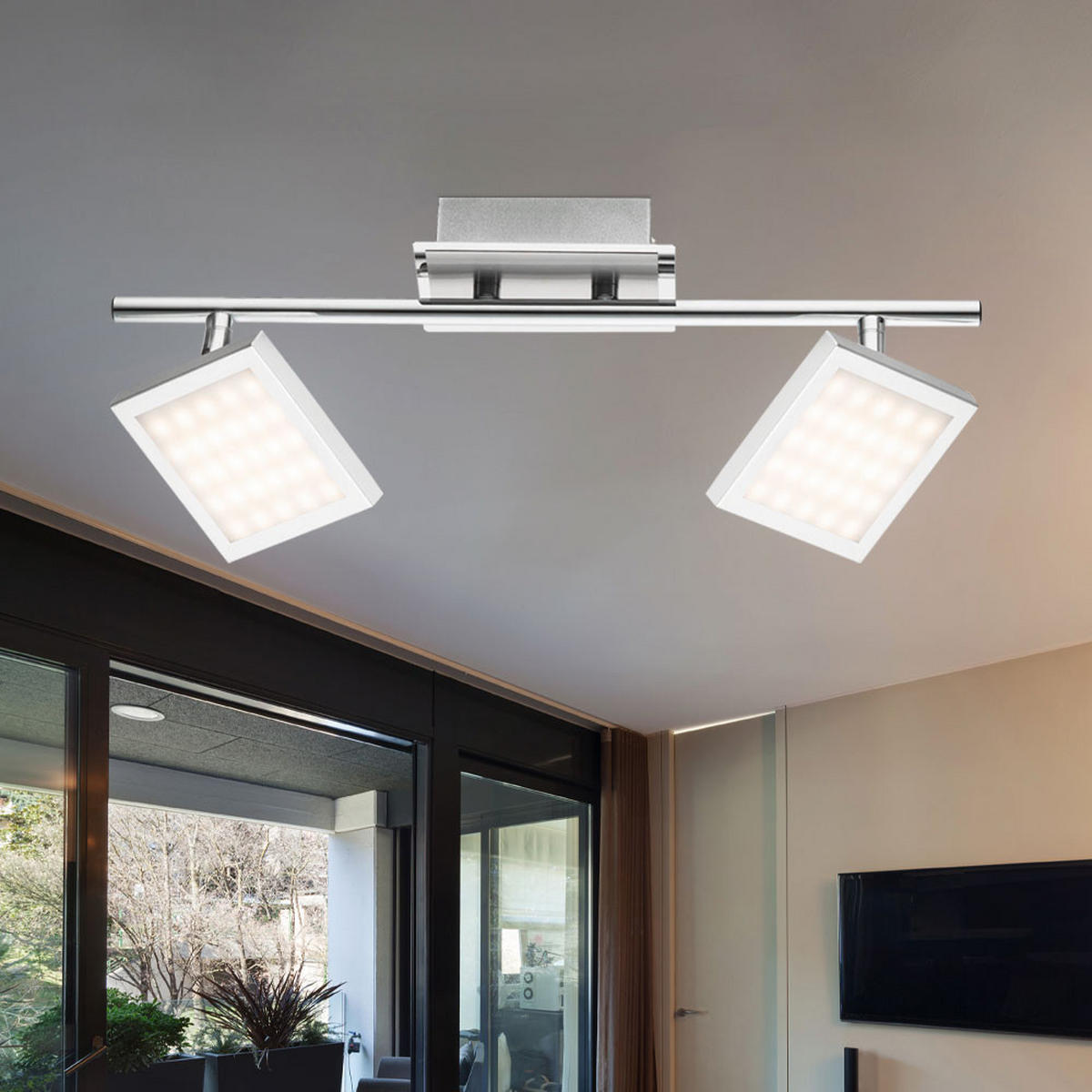 LED DECKENLEUCHTE Tombel Silber Chrom - Silberfarben, Metall (40/9.5/13cm) - Globo Lighting