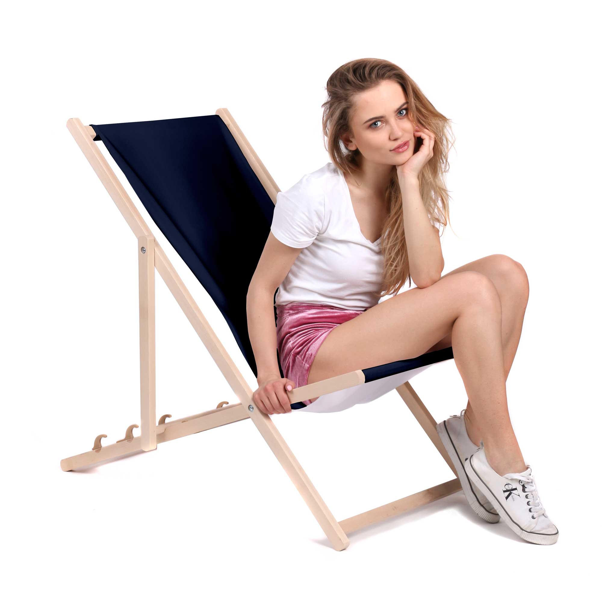 HOLZLIEGESTUHL klappbar Buchenholz Navy M - Blaugrau, Holz (54/85/92cm) - Dreamroots