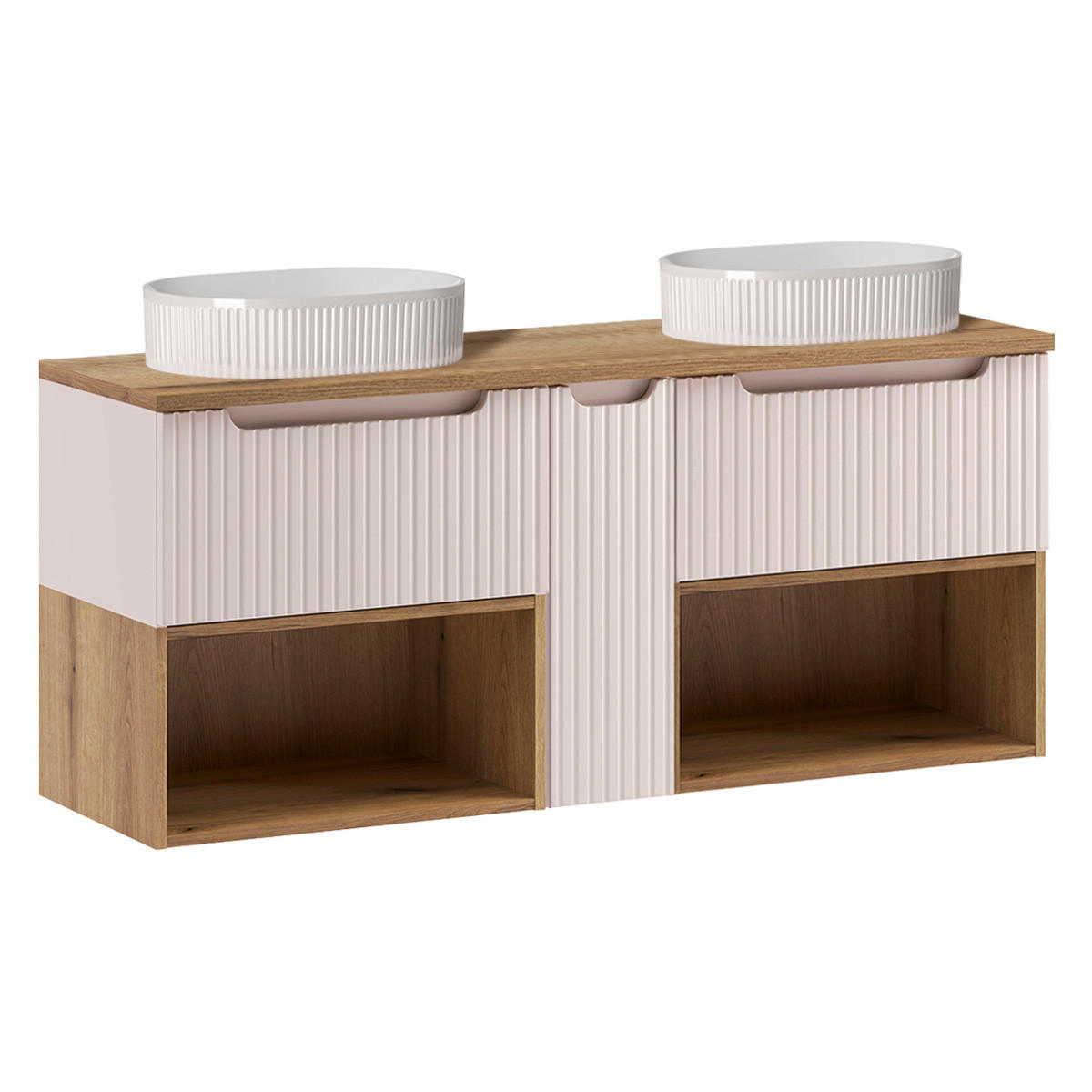 BADMÖBEL 140.4cm Riva 2er-Set Kaschmir - Beige, Holzwerkstoff (140.4/60/40cm) - Petits-meubles