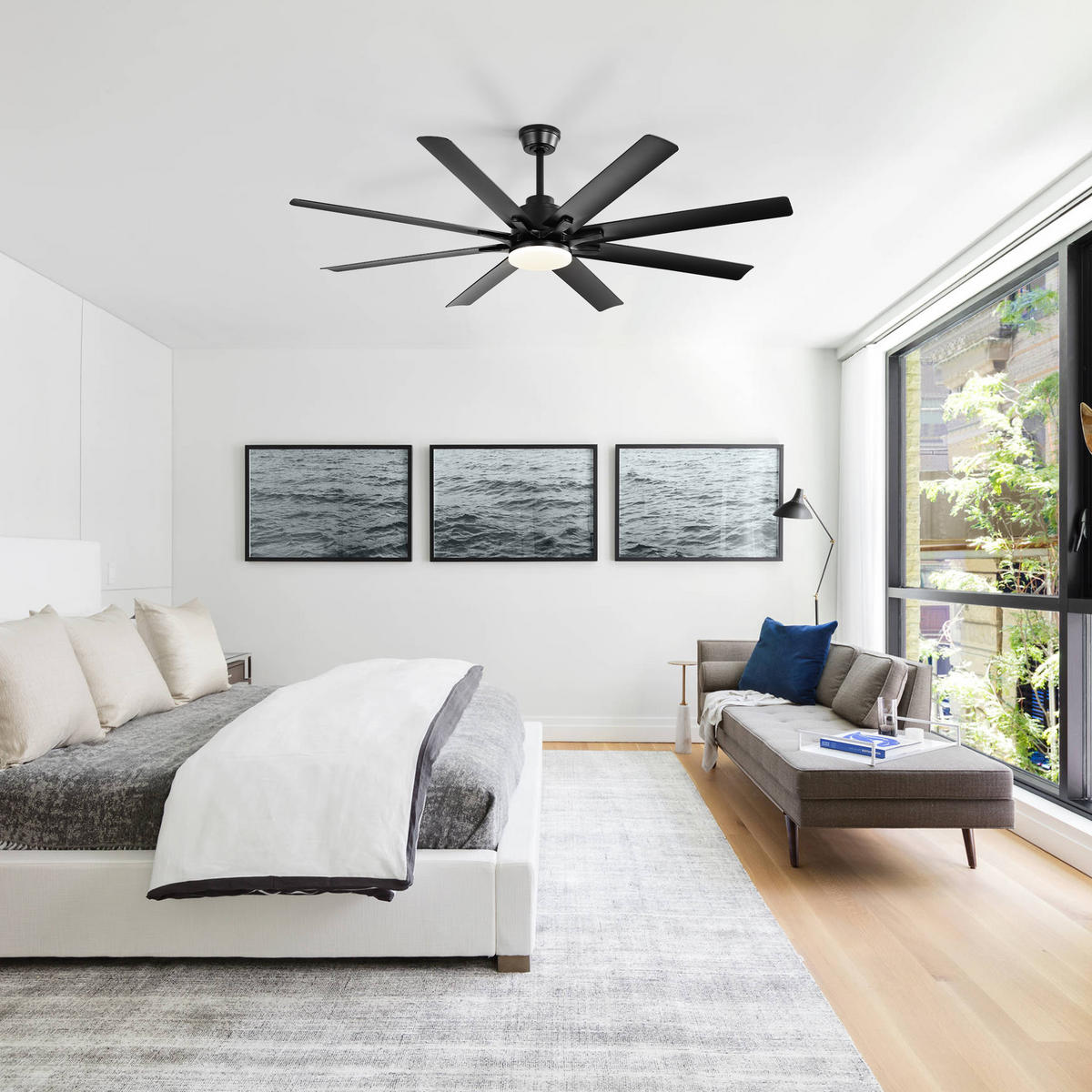 DECKENVENTILATOR DE-16201 52 Zoll mit 8 ABS-Flügeln & Fernbedienung - Schwarz, Kunststoff/Metall (132.08/132.08/26.8cm) - ComfortXL