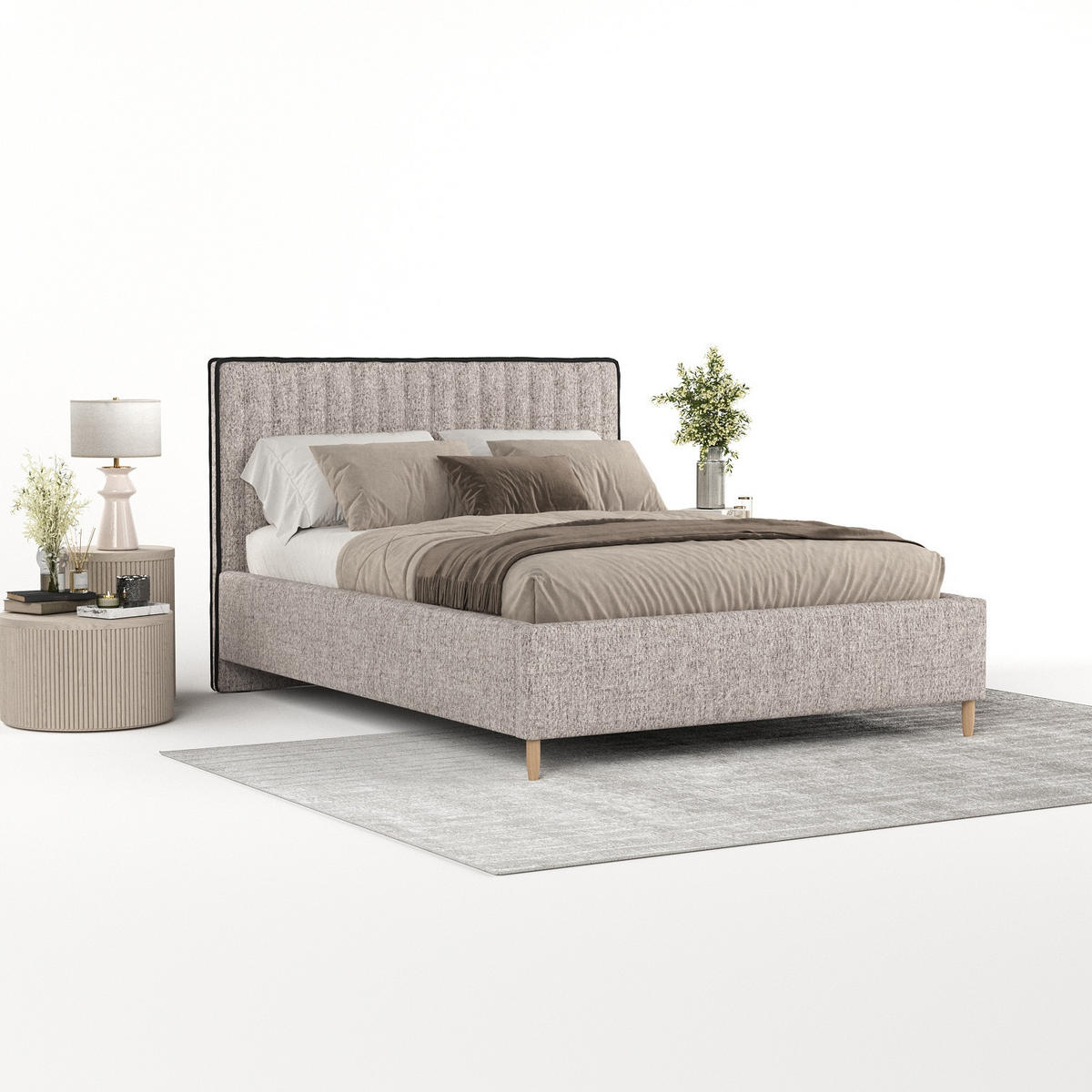 POLSTERBETT Aria 180/200 cm Beige im Neve Stoff - Beige/Naturfarben, Holz/Holzwerkstoff (180/200cm) - AltaBeds