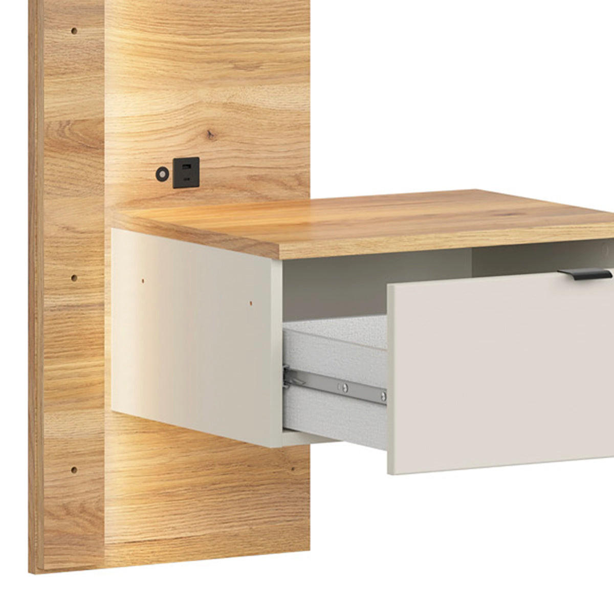 BETT 160/200 Naya Kaschmir und Eichenholz-Optik - Kaschmir, Holzwerkstoff (160/200cm) - Petits-meubles