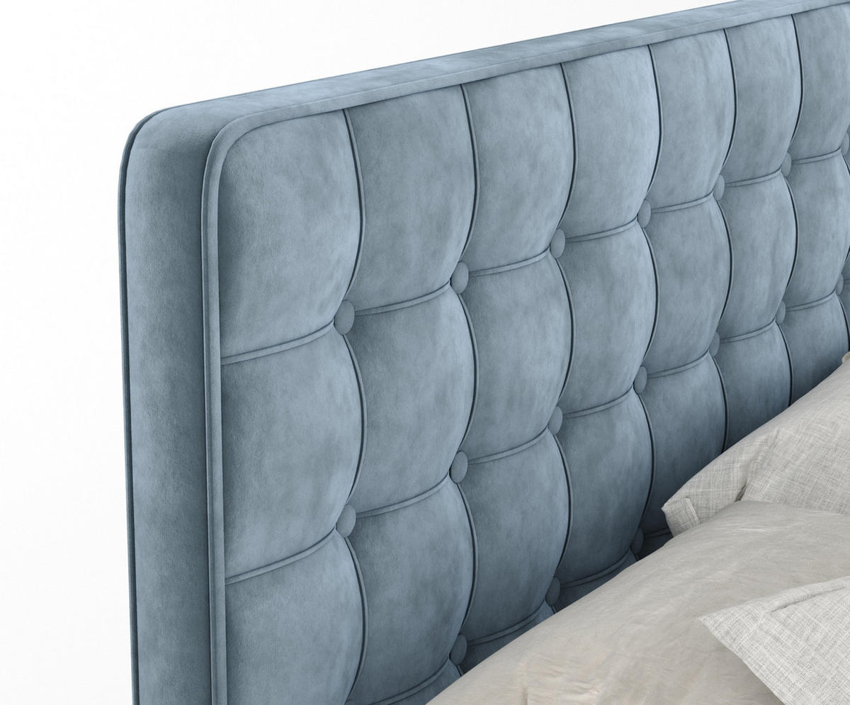 BOXSPRINGBETT Velouria Blau Grau 180/200 cm - Blaugrau/Schwarz, Holz/Holzwerkstoff (180/200cm) - Maison de Reve