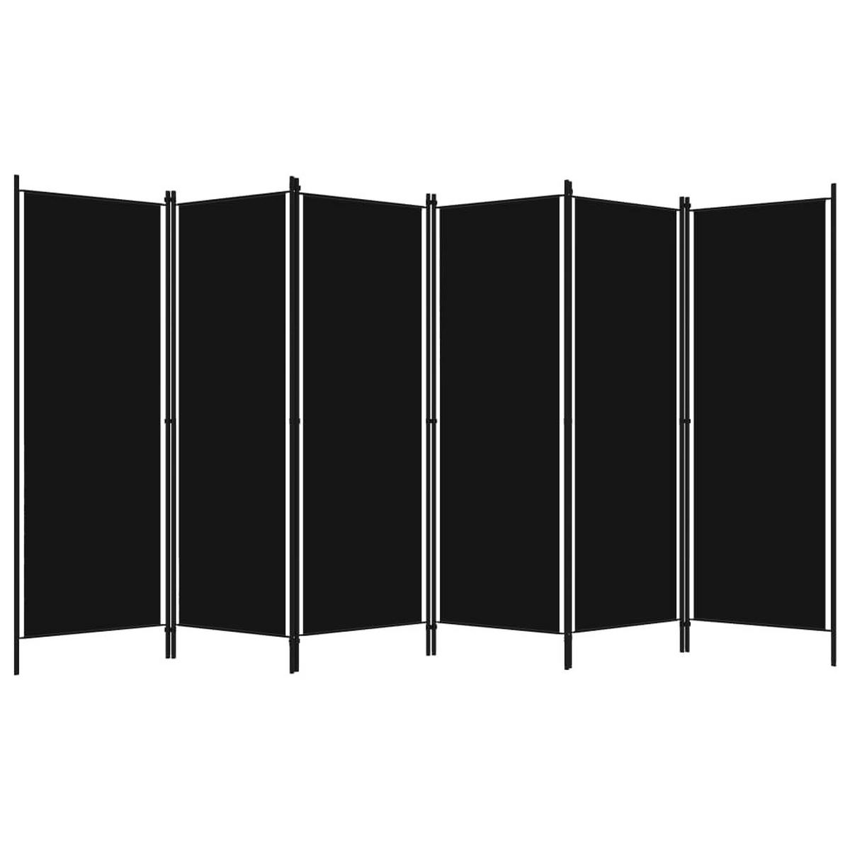 RAUMTEILER 6-teilig Schwarz 300/180 Cm - Schwarz, Textil (300/180/1cm) - vidaXL