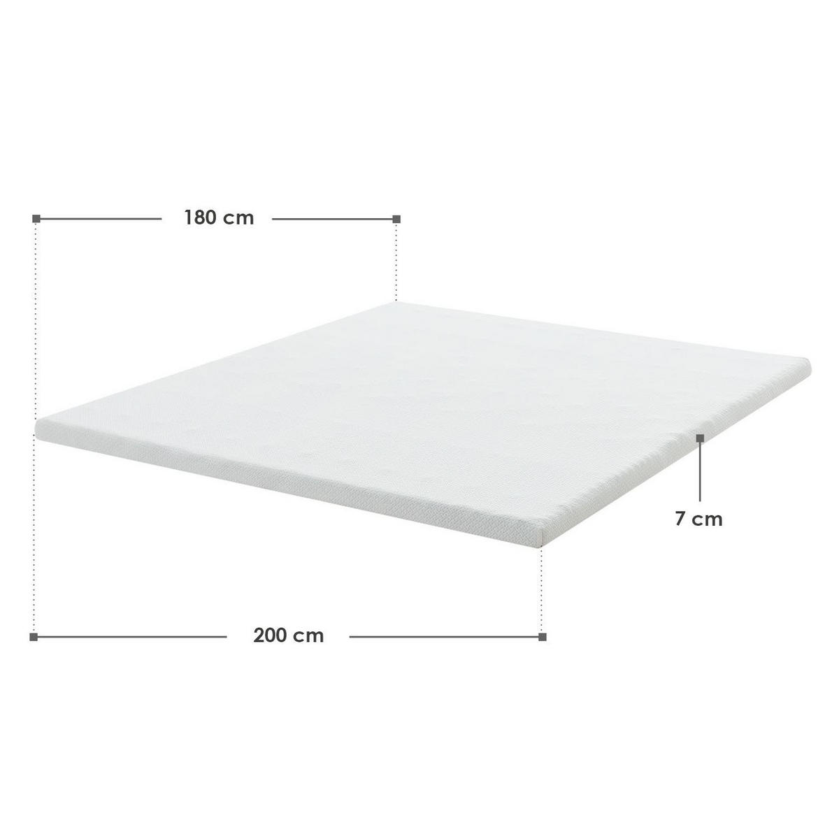 TOPPER 180x200 cm 7-Zonen Matratzenschoner aus Memory Foam - Weiß, Textil (180/200cm) - Juskys