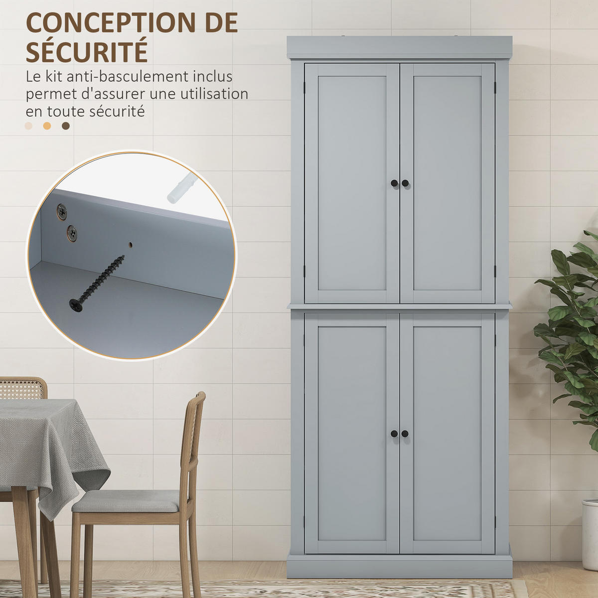 HIGHBOARD DE-11173 6 Ebenen, verstellbare Böden Grau - Grau, Holzwerkstoff (40.5/184/76cm) - ComfortXL