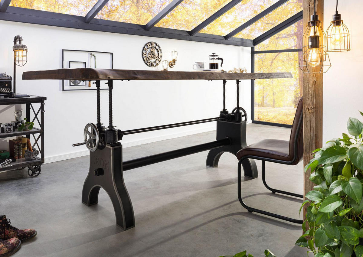 ESSTISCH Mango 220x100x80-101 höhenverstellbar natur geölt Manchester #103 - Naturfarben, Holz (220/100/80cm) - Massivmoebel24