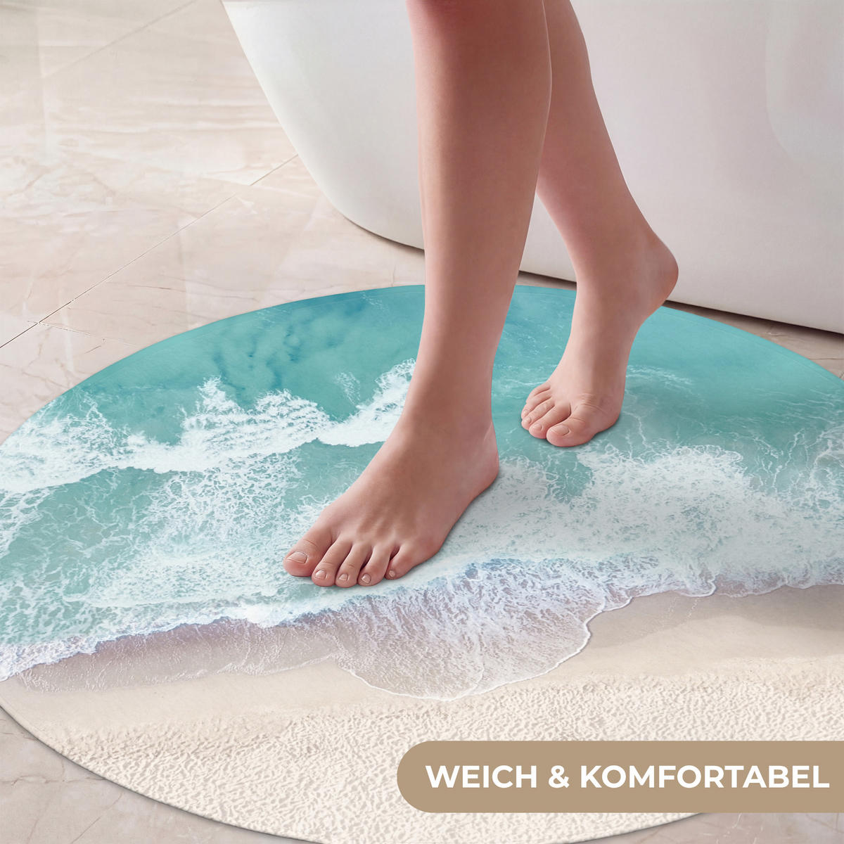 KOUPELNOVÁ PŘEDLOŽKA Pláž - Moře - Příroda - Léto 70x70 cm - tyrkysová, textil/plast (70/70cm) - OnlyWow