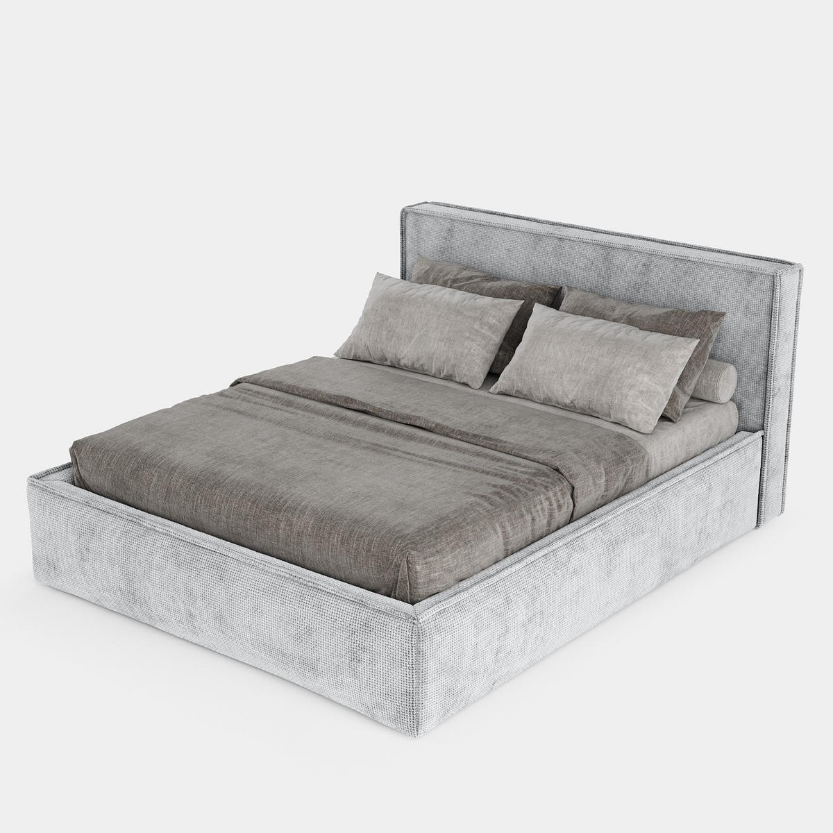 POLSTERBETT Sato mit Stauraum 120/200 cm Hellgrau im Bonita Stoff - Hellgrau/Schwarz, Holz/Holzwerkstoff (120/200cm) - AltaBeds