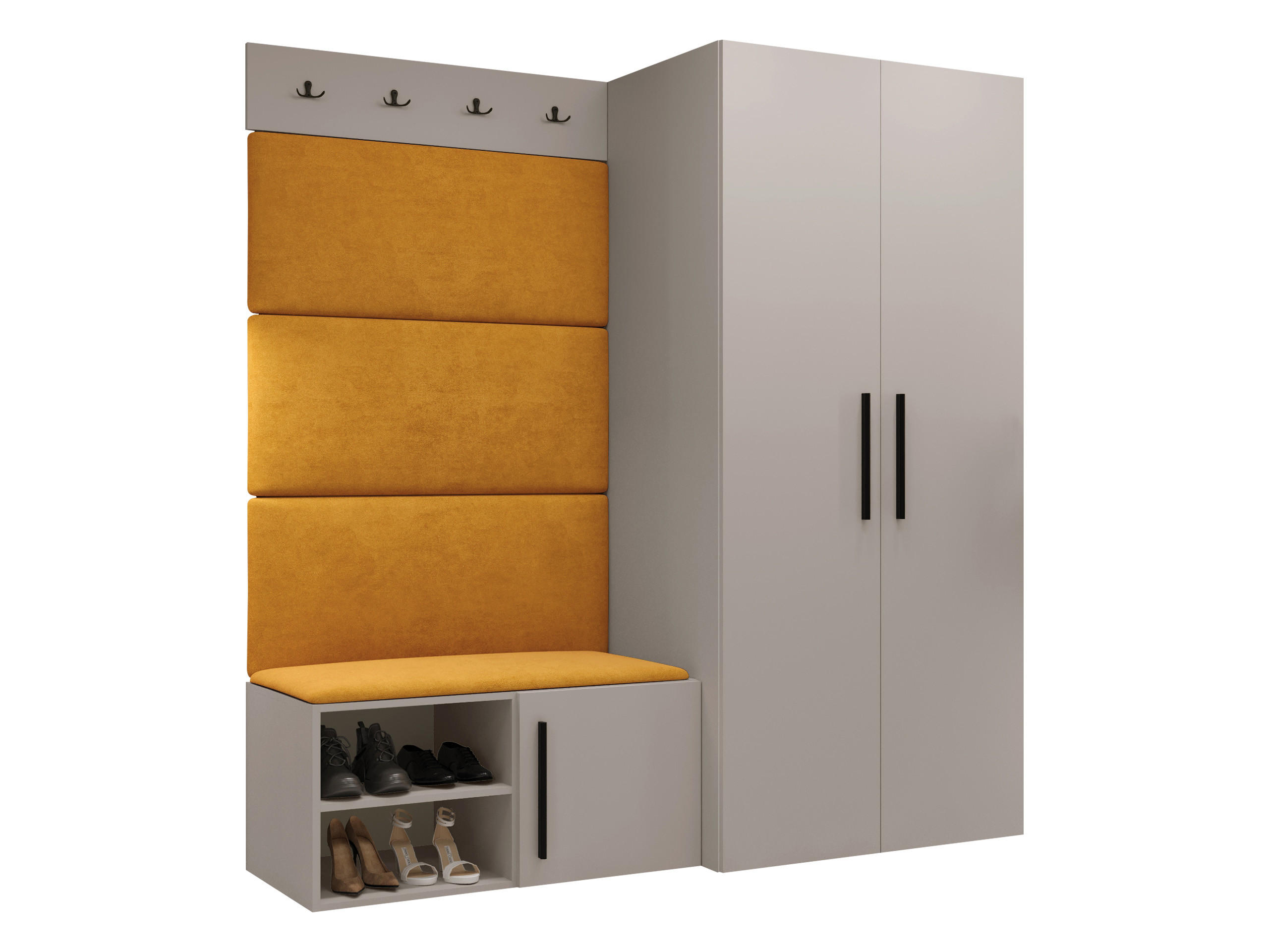 GARDEROBEN-SET Medi I - Kaschmir/Schwarz, Holzwerkstoff/Kunststoff (80/191/50cm) - MIRJAN24