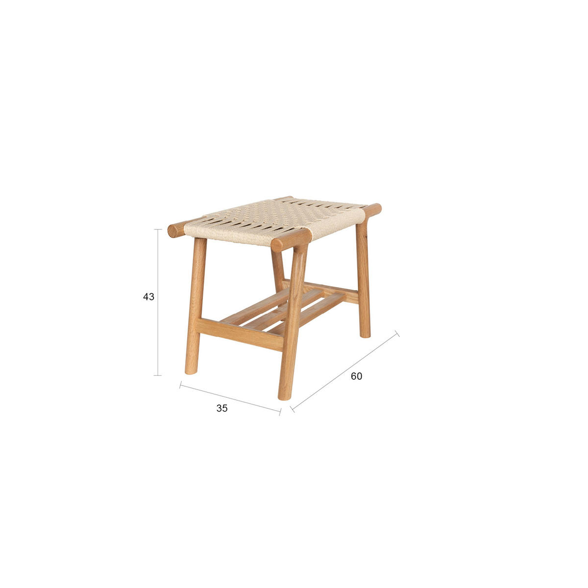 HOCKER Kintaro Natur - Beige/Naturfarben, Holz (60/43/35cm) - Dutchbone