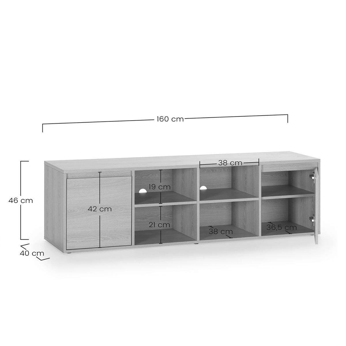 TV-ELEMENT Tori 2 Türen, Eichenfarbe - Honigeiche, Holzwerkstoff (160/46/40cm) - VS Venta-stock