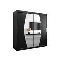 SCHWEBETÜRENSCHRANK 200/200/62 2-türig - Silberfarben/Schwarz, Holz/Kunststoff (200/200/62cm) - MÖBEL KRYSPOL