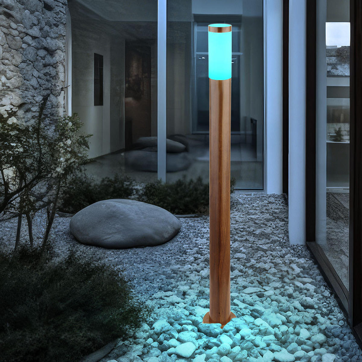 LED STEHLEUCHTE BOSTON Braun Holzoptik - Braun, Metall (12.7/12.7/110cm) - Globo Lighting