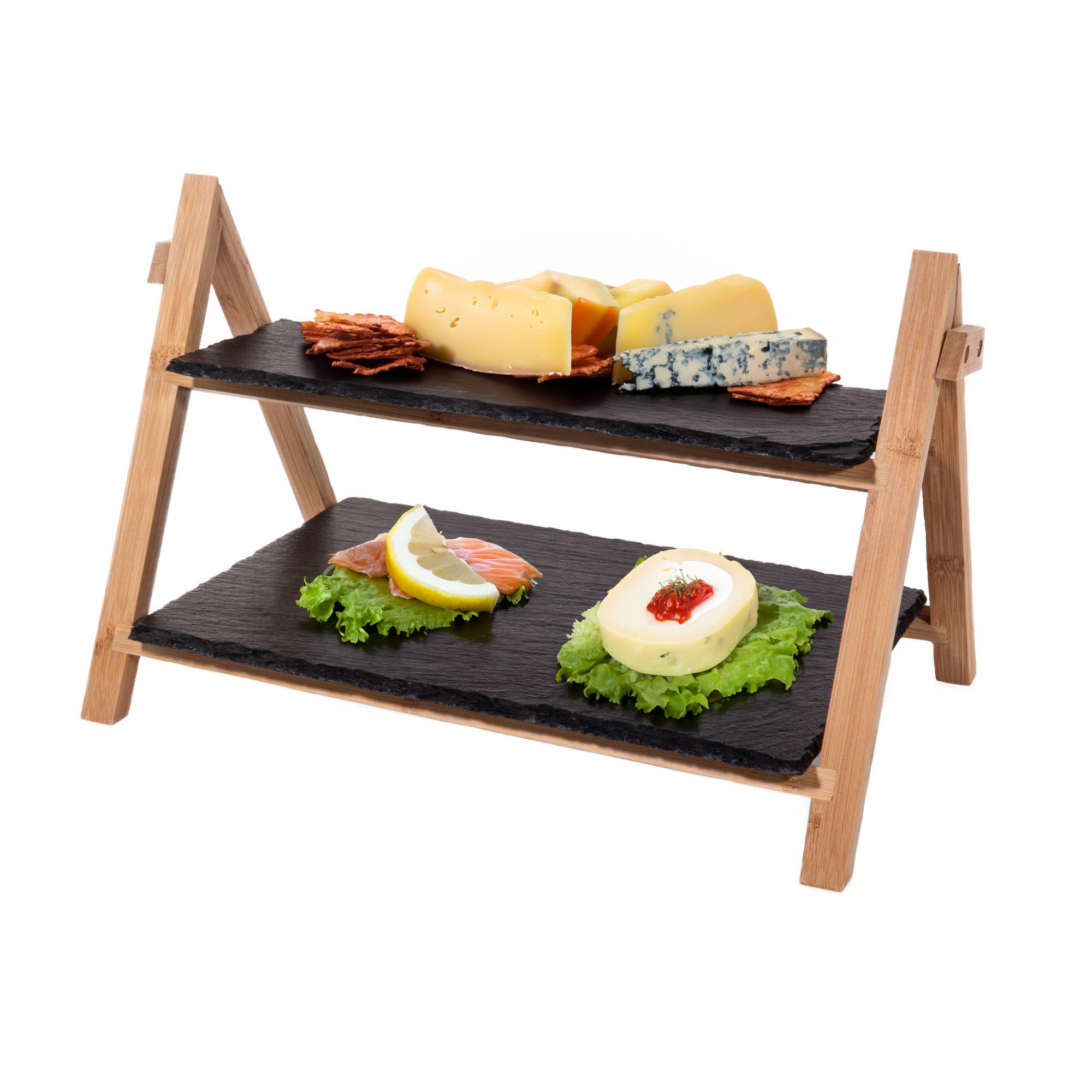 SERVIERTABLETT 2 Ebenen Anthrazitfarben 43,4/25,5/27,5 cm - Anthrazit, Stein (27.5cm) - Kesper
