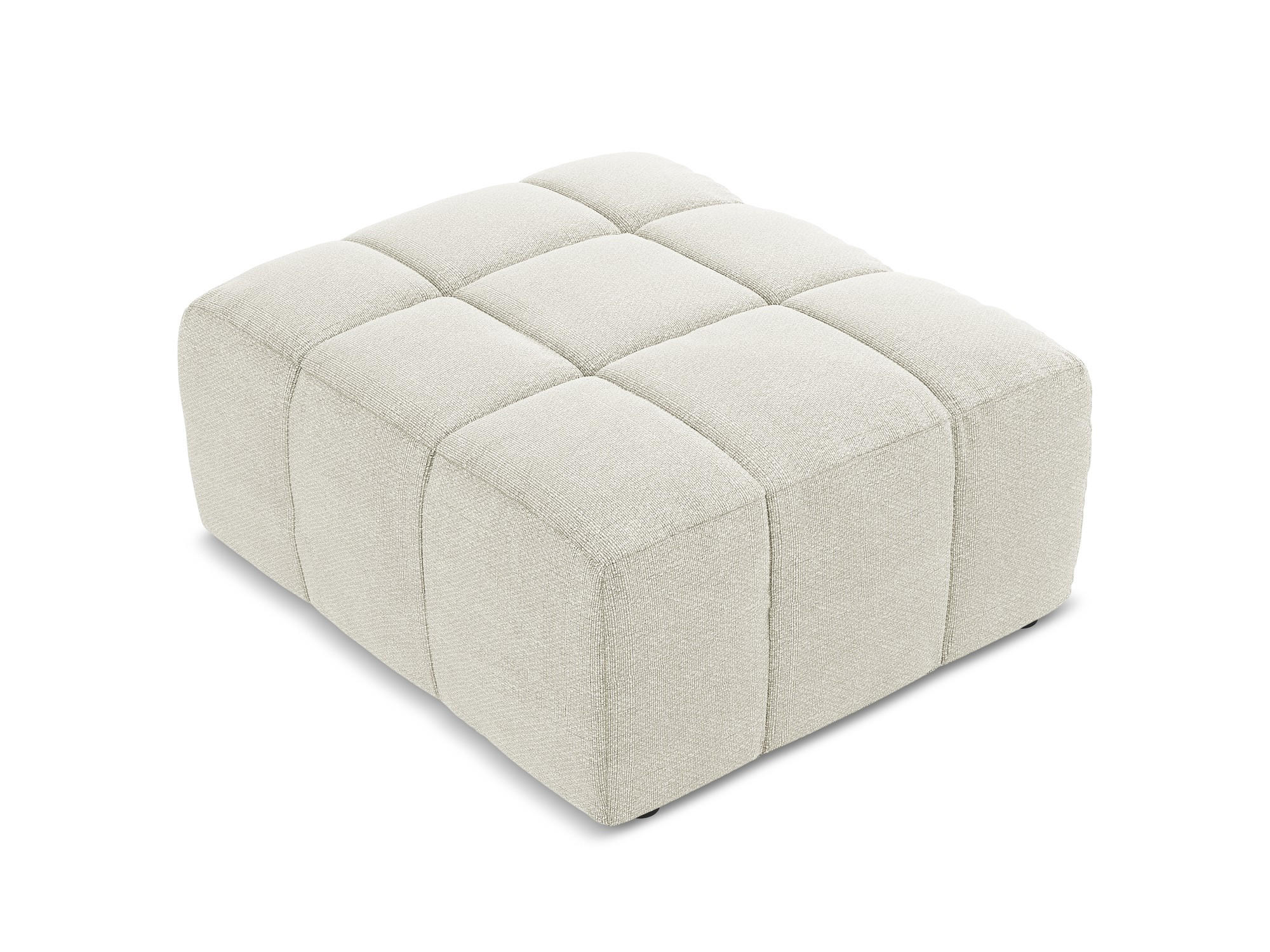 POUF Bouclé Stoff Beige - Sandfarben/Schwarz, Holzwerkstoff/Kunststoff (75/41/90cm) - Makamii