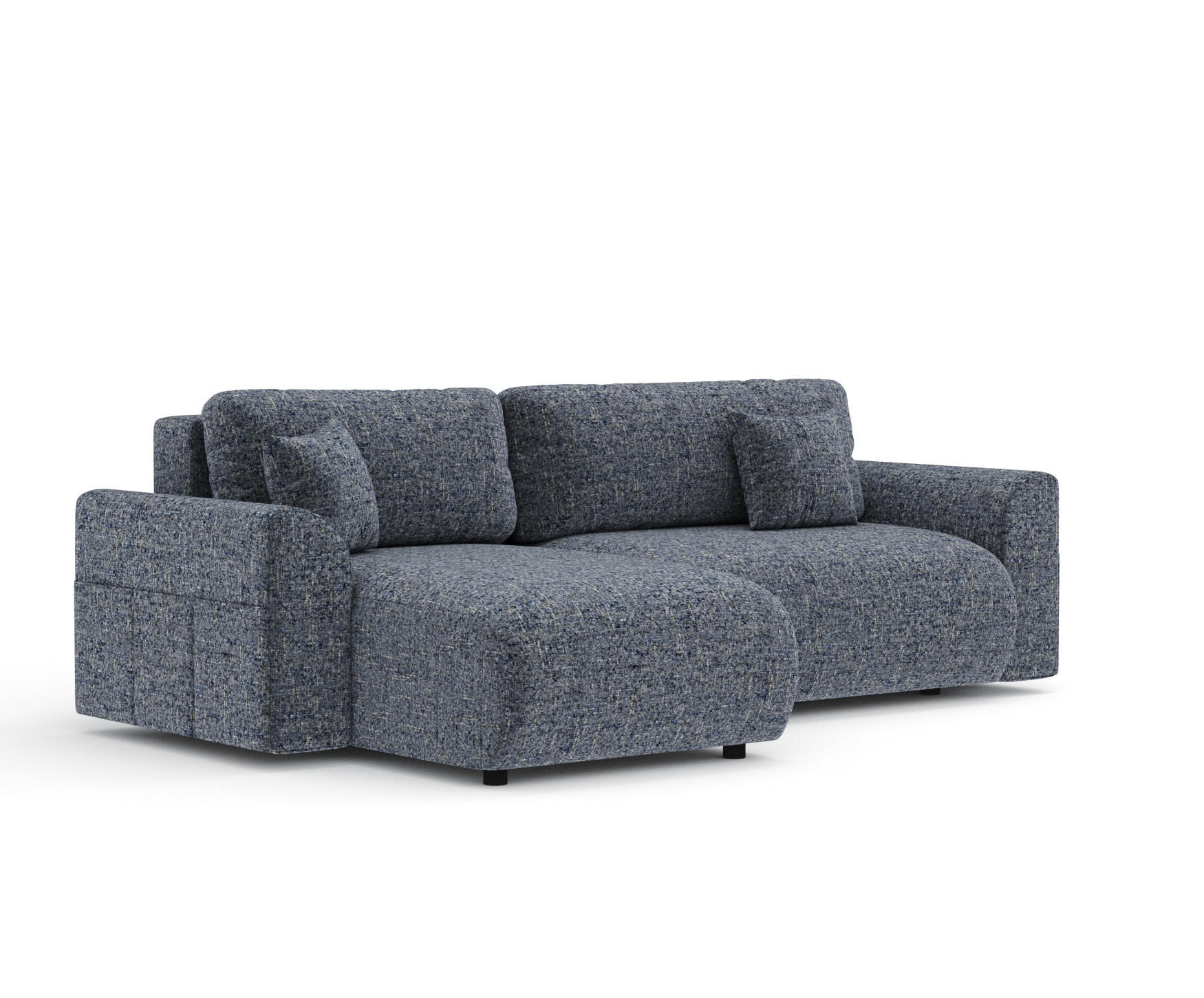 ECKSOFA MIT SCHLAFFUNKTION Bodega Marineblau Webstoff - Schwarz/Dunkelblau, Holz/Holzwerkstoff (235/138cm) - Maison de Reve