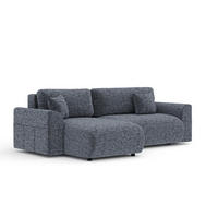 ECKSOFA MIT SCHLAFFUNKTION Bodega Marineblau Webstoff - Schwarz/Dunkelblau, Holz/Holzwerkstoff (235/138cm) - Maison de Reve