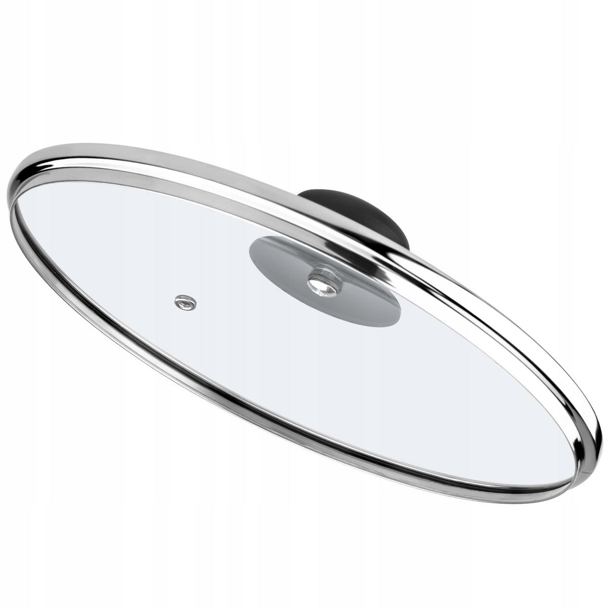 DECKEL mit Schwarz Silikongriff, 20 cm - Transparent, Glas (20cm) - KADAX