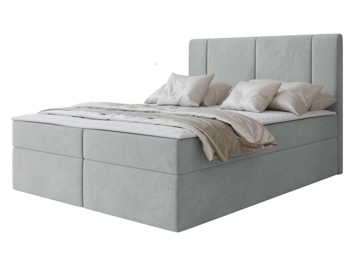 BOXBETT Michelle 140x200 - H3 - Hellgrau/Schwarz, Holzwerkstoff/Kunststoff (140/200cm) - MIRJAN24