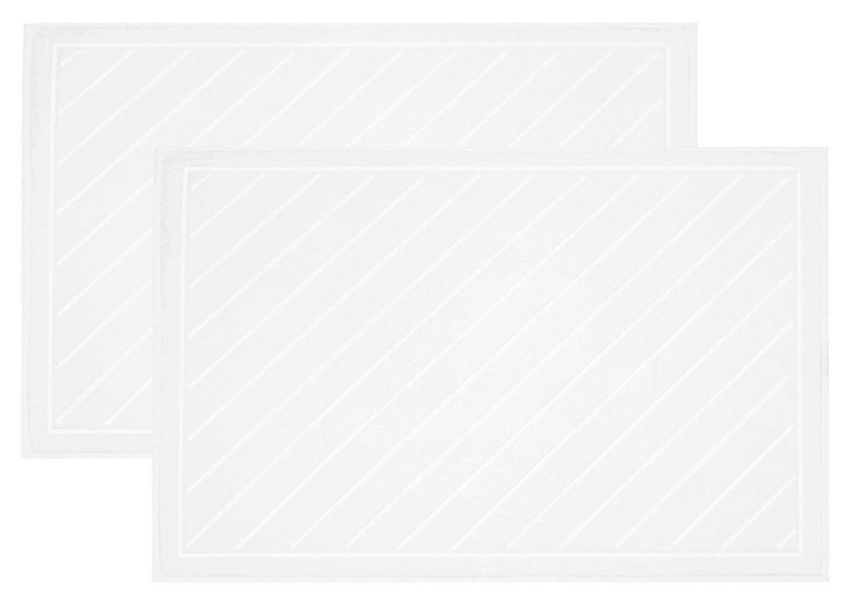 BADEMATTE, 2er-Set, 50x75 cm, 100% Baumwolle, Weiß - Weiß, Textil (50/70cm) - Zollner