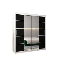 SCHWEBETÜRENSCHRANK 200/180/62 2-türig - Silberfarben/Schwarz, Holz/Kunststoff (180/200/62cm) - Abiks Möbel